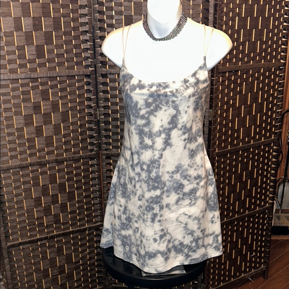 Abercrombie & Fitch, Gray & White Sleeveless Mini Dress, Abstract Pattern, M